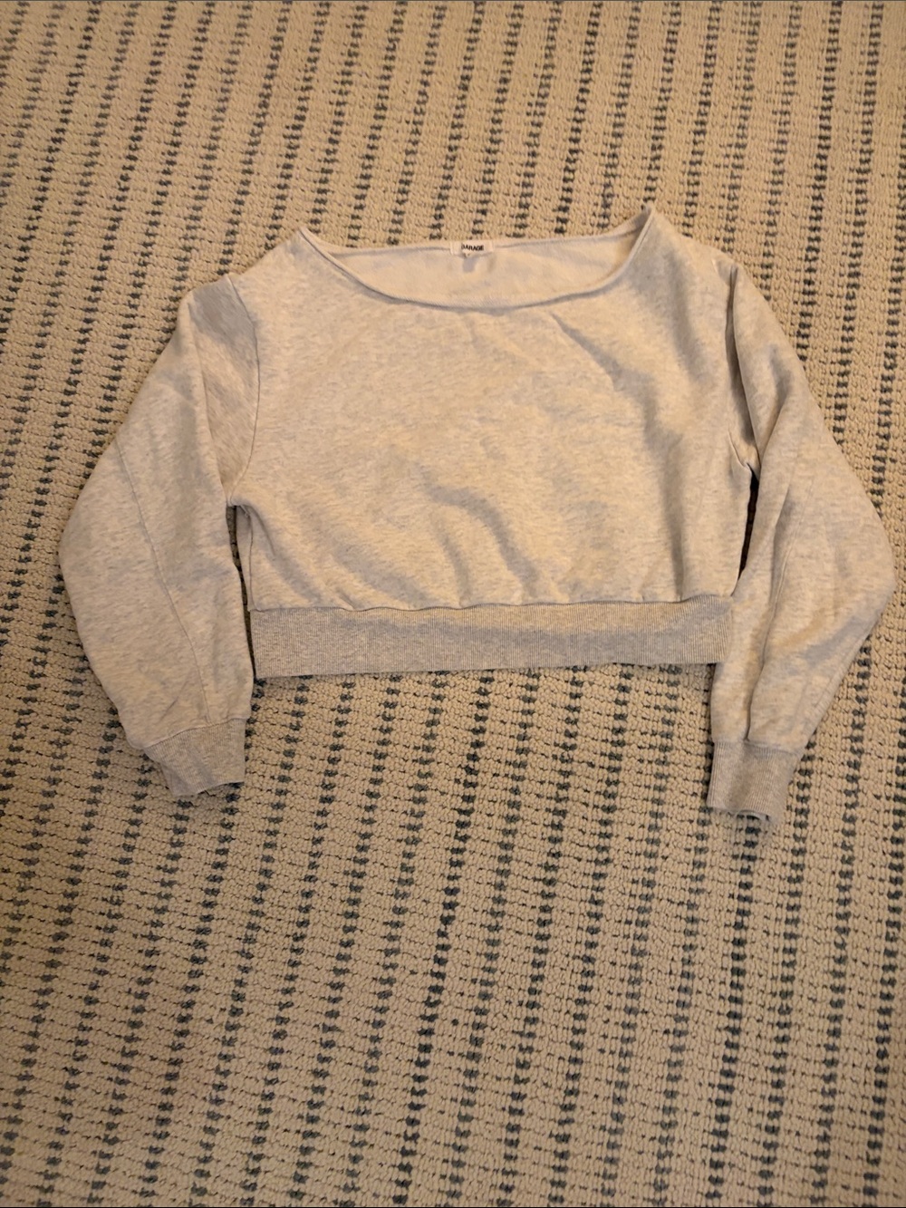 Garage Light Gray Cropped Scoop Neck Sweater